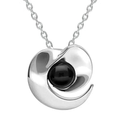 Sterling Silver Whitby Jet Spiral Necklace
