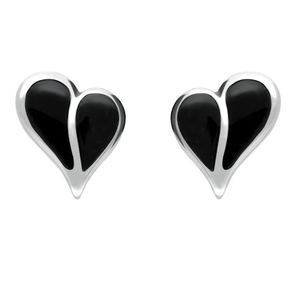 Sterling Silver Whitby Jet Split Heart Four Piece Set. S006 