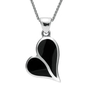 Sterling Silver Whitby Jet Split Heart Four Piece Set. S006 