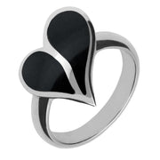 Sterling Silver Whitby Jet Split Heart Four Piece Set. S006 