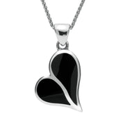 Sterling Silver Whitby Jet Split Heart Necklace P575
