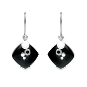 Sterling Silver Whitby Jet Square Bubble Detail Earrings E1253