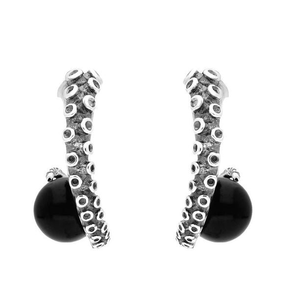 Sterling Silver Whitby Jet Tentacle Hoop Earrings E2462