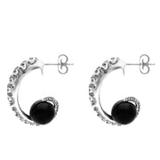 Sterling Silver Whitby Jet Tentacle Hoop Earrings E2462