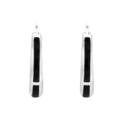 Sterling Silver Whitby Jet Three Stone Hoop Earrings