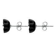 Sterling Silver Whitby Jet Petite Petal Stud Earrings. E1326.