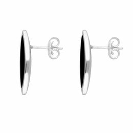 Sterling Silver Whitby Jet Toscana Marquise Stud Earrings. E1124.