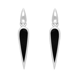 Sterling Silver Whitby Jet Toscana Slim Pear Drop Earrings E1123