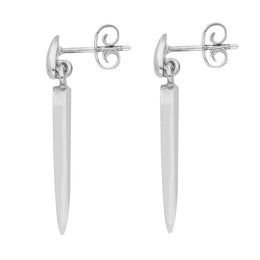 Sterling Silver Whitby Jet Toscana Slim Pear Drop Earrings E1123