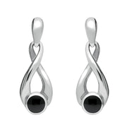 Sterling Silver Whitby Jet Eternity Loop Drop Earrings