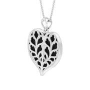 Sterling Silver Whitby Jet York Minster Large Heart Necklace. P3305.