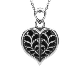 Sterling Silver Whitby Jet York Minster Small Heart Necklace. P3251.