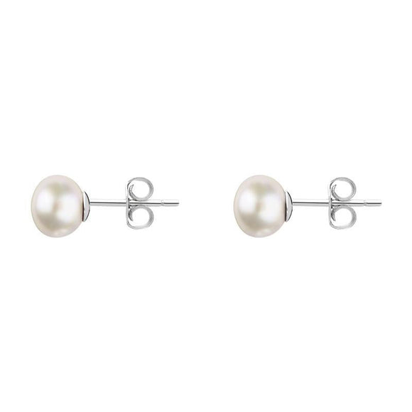 Sterling Silver White Freshwater Pearl Stud Earrings E621