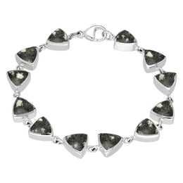 Sterling Silver Preseli Bluestone Curved Triangle Bracelet B244