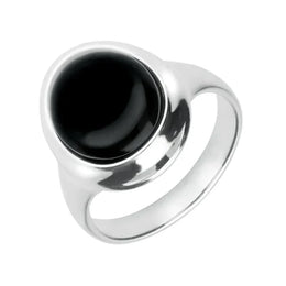 Sterling Silver Whitby Jet Oval Framed Ring R918