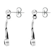 Sterling Whitby Jet Double Twist Drop Earrings. E077. 