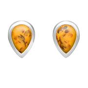 18ct White Gold Amber Dinky Teardrop Stud Earrings E768