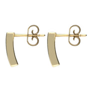 00066761 C W Sellors 9ct Yellow Gold Whitby Jet Curved Oblong Stud Earrings. E819