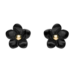 00105064 C W Sellors 9ct Yellow Gold and Whitby Jet Small Flower Stud Earrings. E1324