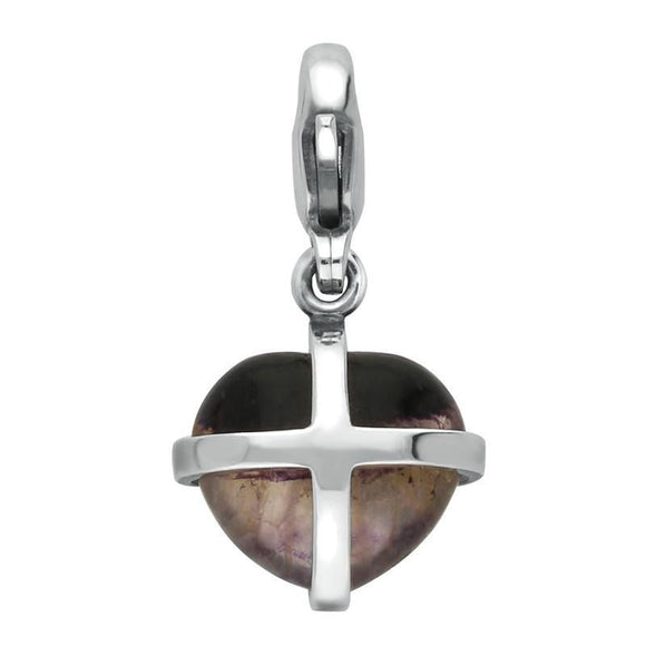 Sterling Silver Blue John Cross Hearts Small Charm. G480.