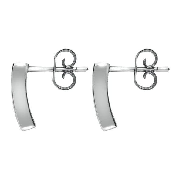 00069710 C W Sellors Silver Whitby Jet Curved Oblong Stud Earrings. E819