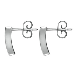 00069710 C W Sellors Silver Whitby Jet Curved Oblong Stud Earrings. E819
