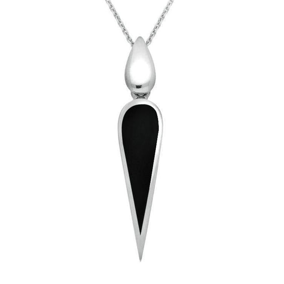 00183745 Sterling Silver Whitby Jet Toscana Pear Drop Two Piece Set S057