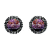 Sterling Silver Blue John Foxtail Round Stud Earrings. E1456.