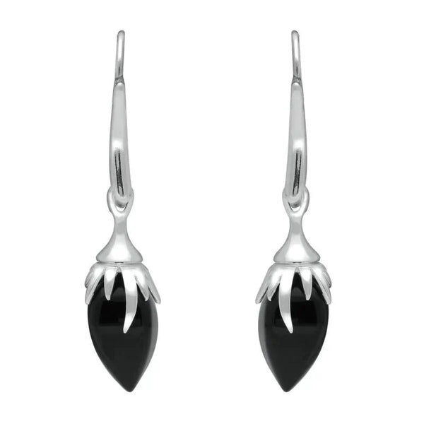 00109560 C W Sellors Silver Whitby Jet Plant Bud Style Drops E1807