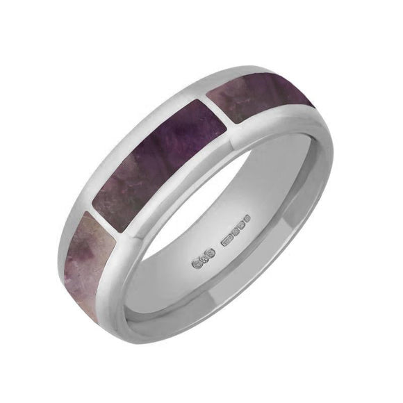 Sterling Silver Blue John Gap Channel 8mm Wedding Band Ring