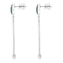 Sterling Silver Spectrolite Lineaire Long Drop Stud Earrings, E2240.