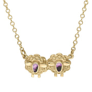 18ct Yellow Gold Blue John Two Sheep Necklace, N1142.