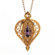 Yellow Gold Vermeil Blue John Flore Filigree Small Necklace P2338C