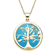 9ct Yellow Gold Turquoise Medium Round Tree of Life Two Piece Set S065