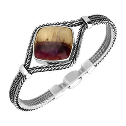 Sterling Silver Blue John 27mm Cushion Foxtail Bracelet B958