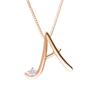 Love Letters 18ct Rose Gold 0.10ct Diamond Initial A Necklace