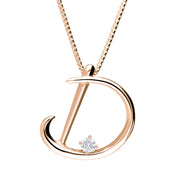 Love Letters 18ct Rose Gold 0.10ct Diamond Initial D Necklace