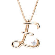 Love Letters 18ct Rose Gold 0.10ct Diamond Initial E Necklace