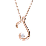 Love Letters 18ct Rose Gold 0.10ct Diamond Initial J Necklace