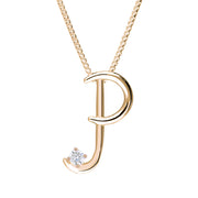 Love Letters 18ct Rose Gold 0.10ct Diamond Initial P Necklace