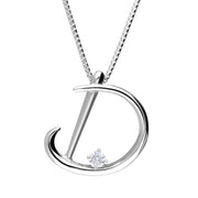 Love Letters 18ct White Gold 0.10ct Diamond Initial D Necklace