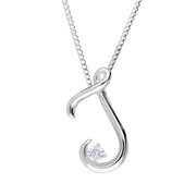 Love Letters 18ct White Gold 0.10ct Diamond Initial J Necklace