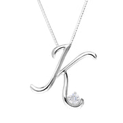 Love Letters 18ct White Gold 0.10ct Diamond Initial K Necklace