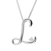 Love Letters 18ct White Gold 0.10ct Diamond Initial L Necklace