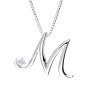 Love Letters 18ct White Gold 0.10ct Diamond Initial M Necklace