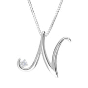 Love Letters 18ct White Gold 0.10ct Diamond Initial N Necklace