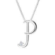 Love Letters 18ct White Gold 0.10ct Diamond Initial P Necklace