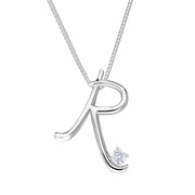 Love Letters 18ct White Gold 0.10ct Diamond Initial R Necklace