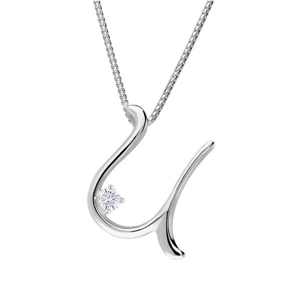 Love Letters 18ct White Gold 0.10ct Diamond Initial U Necklace