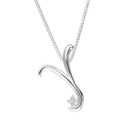 Love Letters 18ct White Gold 0.10ct Diamond Initial Y Necklace